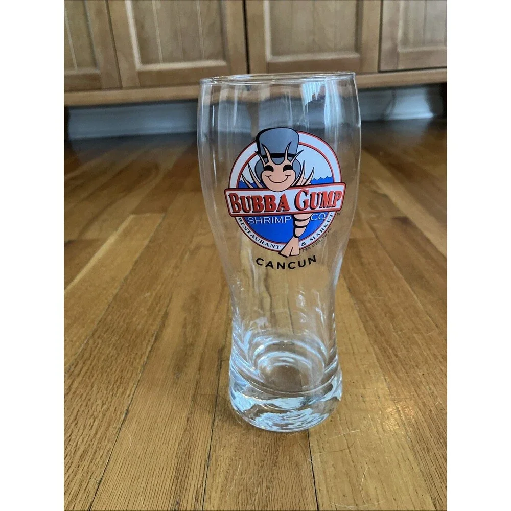Cancun Bubba Gump Shrimp Co 22 oz Tall Beer / Soda Glass Cancun 7.75” Pilsner
